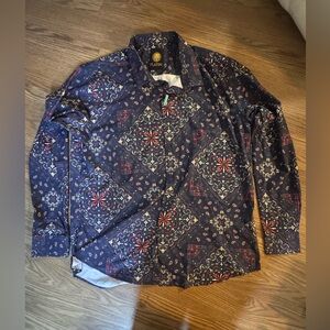 Platini Jeans Black and Red Patterned Shirt